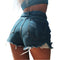 Women Casual Rise Ripped Jean Shorts Frayed Raw Hem Jeans